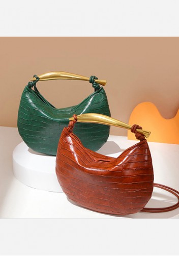 The Fish Handle Small Vegan Leather Bag Croc Green