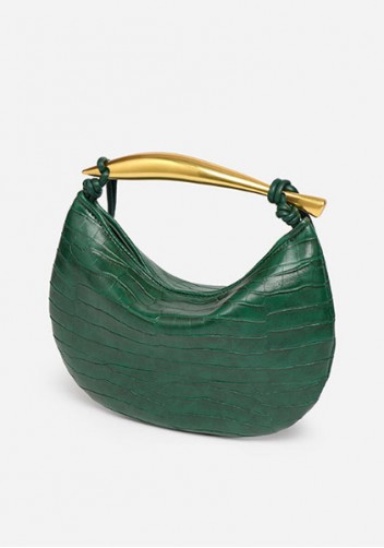 The Fish Handle Small Vegan Leather Bag Croc Green