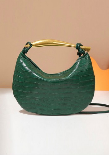 The Fish Handle Small Vegan Leather Bag Croc Green