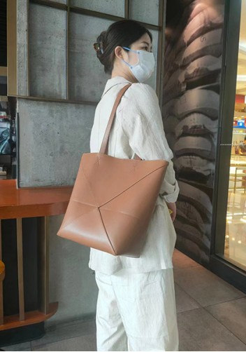 Adrienne Patchwork Leather Medium Tote Camel