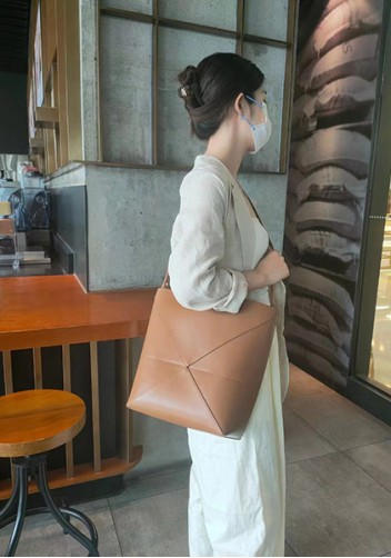 Adrienne Patchwork Leather Medium Tote Camel