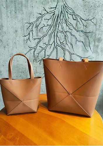 Adrienne Patchwork Leather Medium Tote Camel