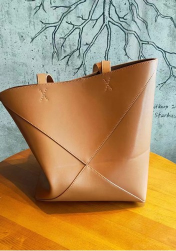 Adrienne Patchwork Leather Medium Tote Camel