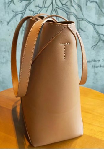 Adrienne Patchwork Leather Medium Tote Camel