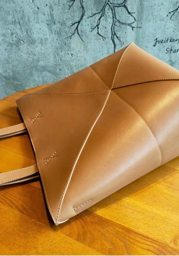 Adrienne Patchwork Leather Medium Tote Camel