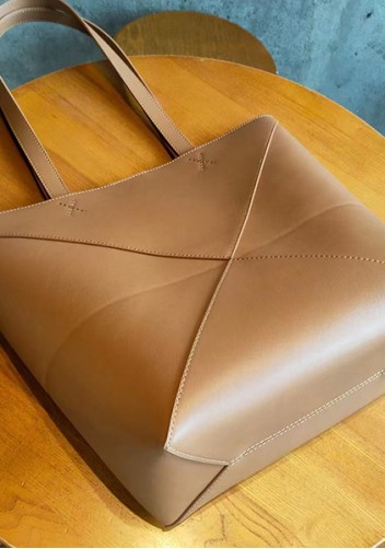Adrienne Patchwork Leather Medium Tote Camel