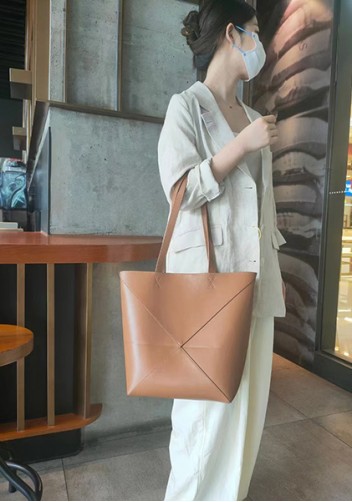 Adrienne Patchwork Leather Medium Tote Camel