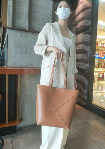 Adrienne Patchwork Leather Medium Tote Camel