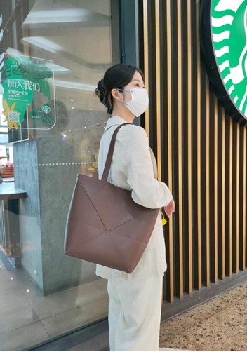 Adrienne Patchwork Leather Medium Tote Choco