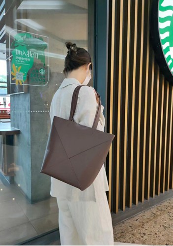 Adrienne Patchwork Leather Medium Tote Choco