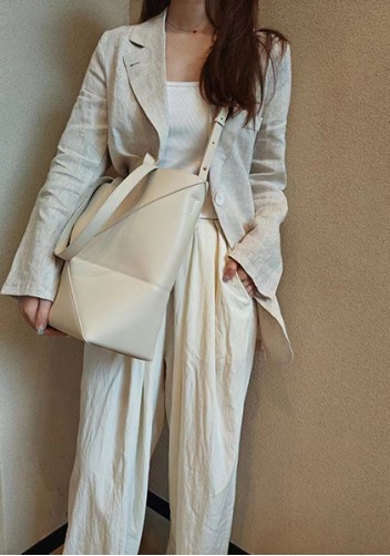Adrienne Patchwork Leather Medium Tote Cream