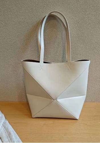 Adrienne Patchwork Leather Medium Tote Cream