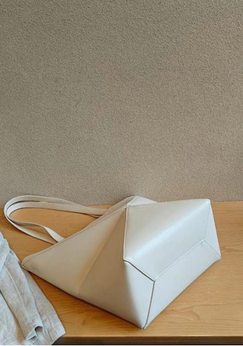 Adrienne Patchwork Leather Medium Tote Cream