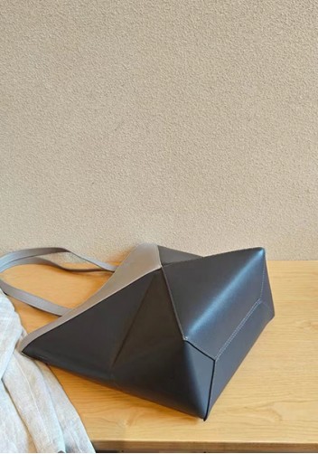 Adrienne Patchwork Leather Medium Tote Grey