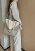 Adrienne Patchwork Leather Medium Tote White Beige