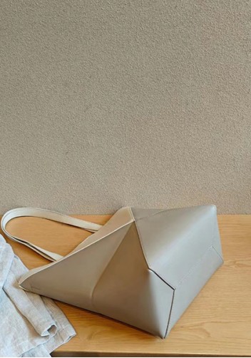 Adrienne Patchwork Leather Medium Tote White Beige