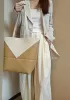 Adrienne Patchwork Leather Medium Tote White Yellow