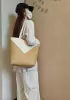 Adrienne Patchwork Leather Medium Tote White Yellow