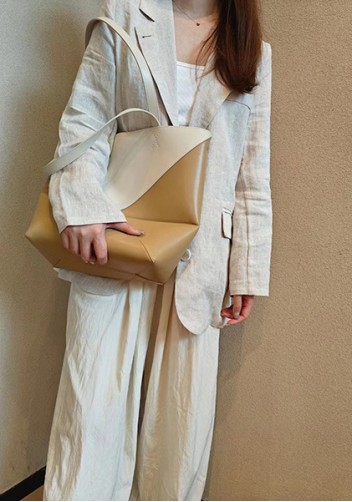 Adrienne Patchwork Leather Medium Tote White Yellow
