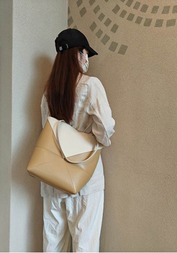 Adrienne Patchwork Leather Medium Tote White Yellow