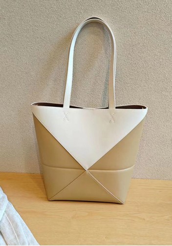 Adrienne Patchwork Leather Medium Tote White Yellow
