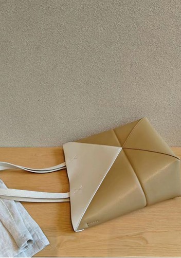 Adrienne Patchwork Leather Medium Tote White Yellow