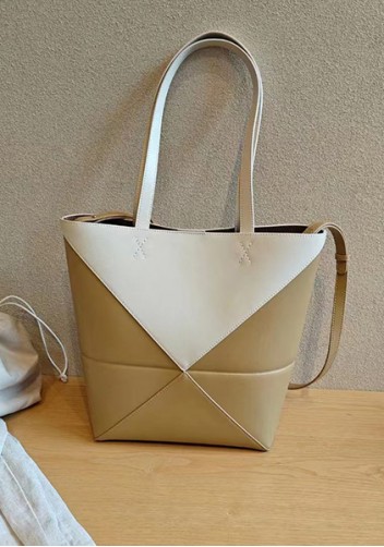 Adrienne Patchwork Leather Medium Tote White Yellow