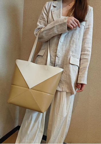 Adrienne Patchwork Leather Medium Tote White Yellow