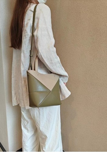 Adrienne Patchwork Leather Mini Tote Beige Green