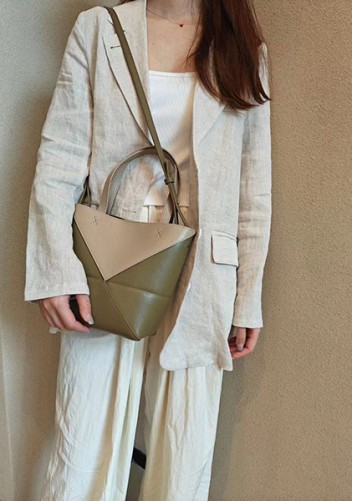 Adrienne Patchwork Leather Mini Tote Beige Green