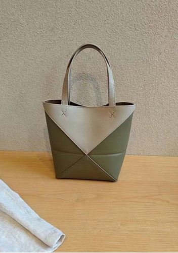 Adrienne Patchwork Leather Mini Tote Beige Green