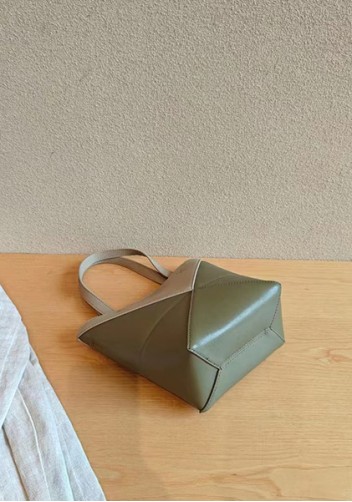 Adrienne Patchwork Leather Mini Tote Beige Green