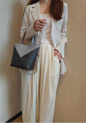 Adrienne Patchwork Leather Mini Tote Grey