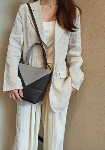 Adrienne Patchwork Leather Mini Tote Grey