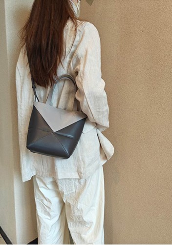 Adrienne Patchwork Leather Mini Tote Grey