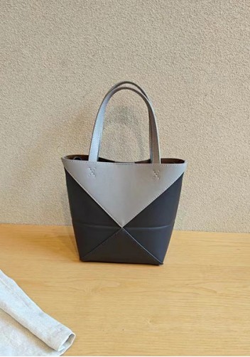 Adrienne Patchwork Leather Mini Tote Grey
