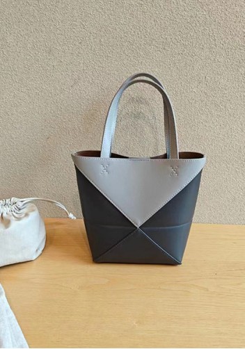 Adrienne Patchwork Leather Mini Tote Grey