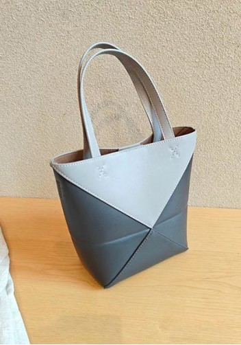 Adrienne Patchwork Leather Mini Tote Grey