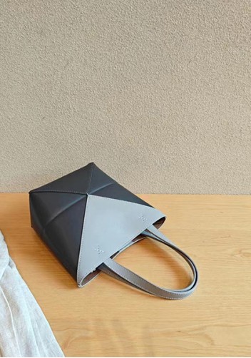 Adrienne Patchwork Leather Mini Tote Grey