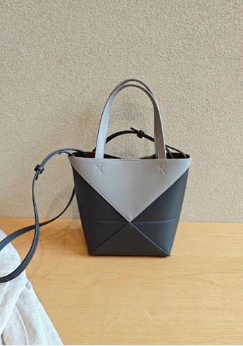 Adrienne Patchwork Leather Mini Tote Grey
