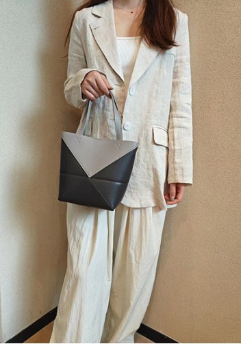 Adrienne Patchwork Leather Mini Tote Grey