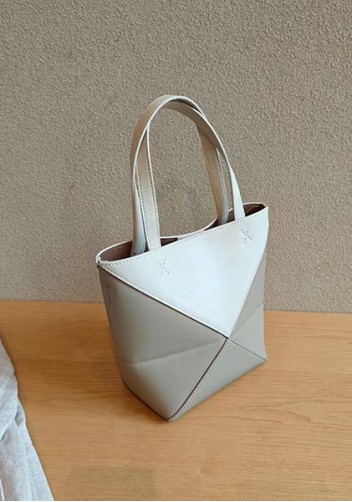 Adrienne Patchwork Leather Mini Tote White Beige