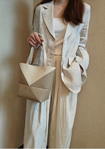Adrienne Patchwork Leather Mini Tote White Beige