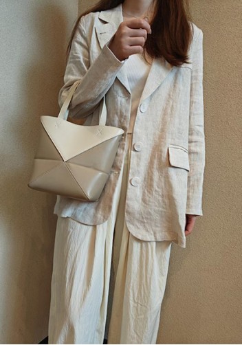 Adrienne Patchwork Leather Mini Tote White Beige