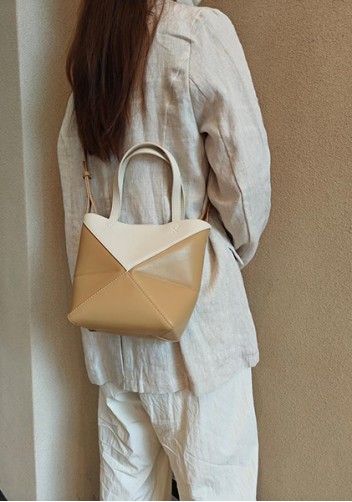 Adrienne Patchwork Leather Mini Tote White Yellow