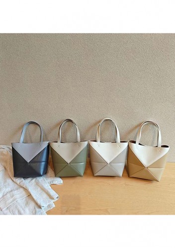 Adrienne Patchwork Leather Mini Tote White Yellow