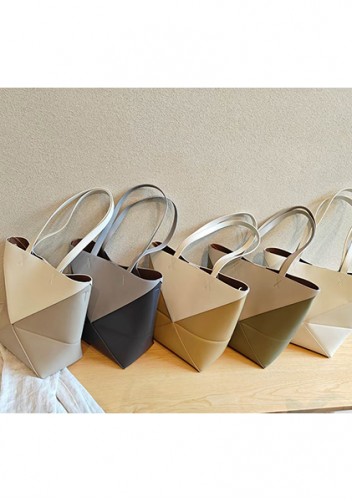 Adrienne Patchwork Leather Mini Tote White Yellow