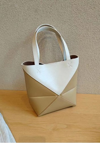 Adrienne Patchwork Leather Mini Tote White Yellow