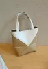 Adrienne Patchwork Leather Mini Tote White Yellow