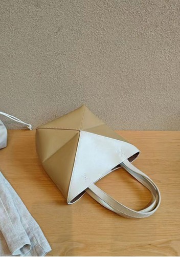 Adrienne Patchwork Leather Mini Tote White Yellow
